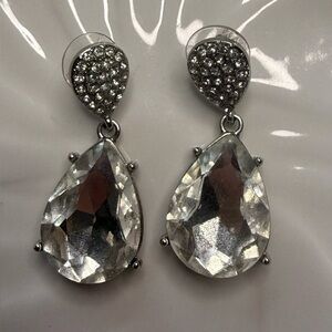 Vintage Roman (RMN) Silver Rhinestone Pierced Earrings